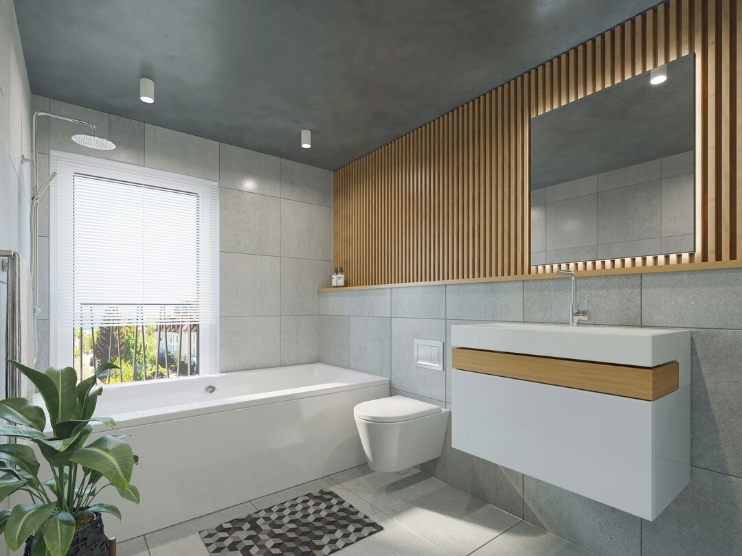 Calm spa-style family bathroom
